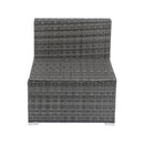 7-Piece Patio Furniture Set w/Retractable Canopy Wicker Rattan Sectional Sofa Set Patio Furniture with Washable Cushions for Lawn, Garden, Backyard, Poolside Grey wicker + Black Cushion