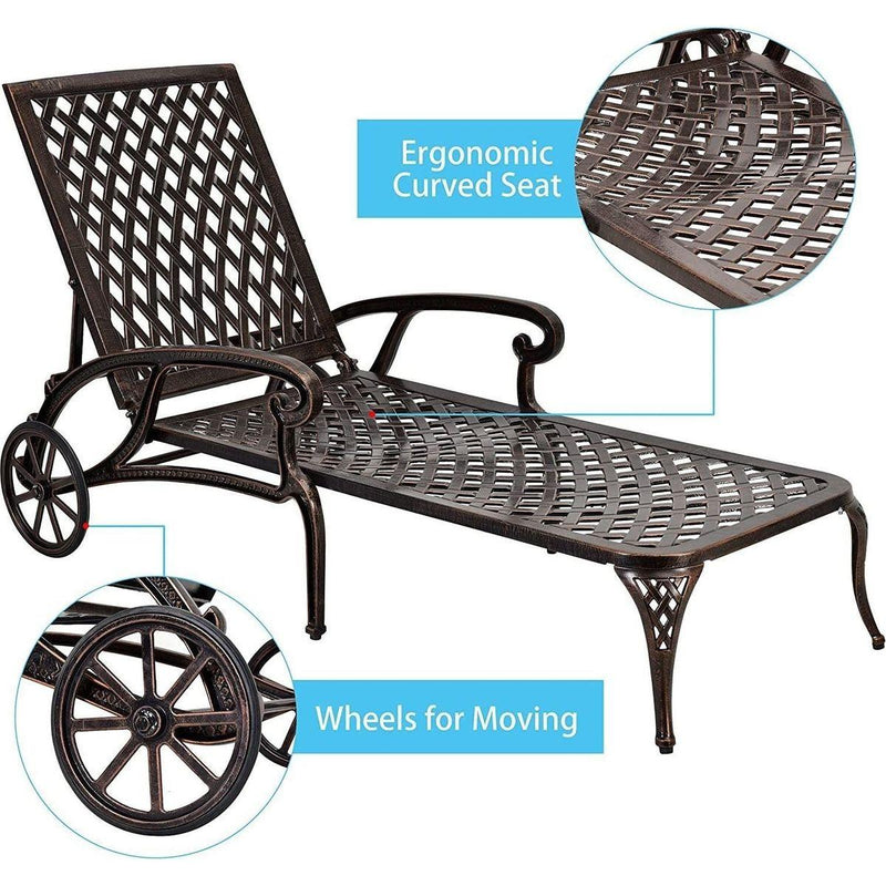 Aluminium Cast lounge chair 2pcs brown