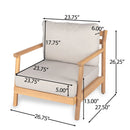 Patio Acacia Wood Chat Set, Club Chair + Coffee Table with Water-resistant Cushion by HouseOfZazla