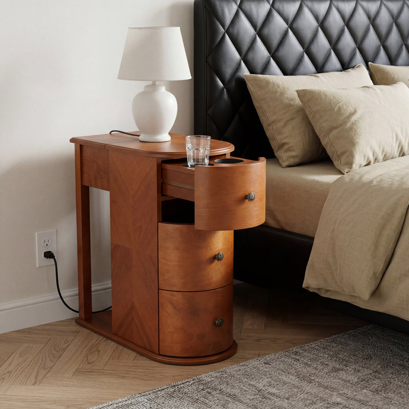 Modern End Table with Hidden Cup Holder Drawer, photo 2 of 10