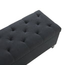 Button-Tufted Storage Ottoman With Safety Close Hinge by HouseOfZazla