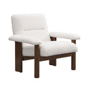 Modern Accent Chair With Ottoman, Mid Century Lounge Chair With Footrest, Comfy Fabric Armchair Upholstered Set With Solid Wood Frame For Living Room - White by HouseOfZazla