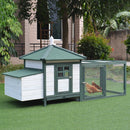 77" Wooden Chicken Coop with Nesting Box, Cute Outdoor Hen House with Removable Tray, Ramp Run, for Garden Backyard, Green