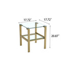 2-Piece Gold End Table, Tempered Glass Sofa Table with Golden Leg