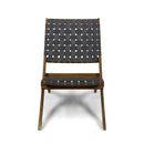 Solidago - Outdoor And Strapping Belt Folding Chairs, (Set of 2) - Black / Brown