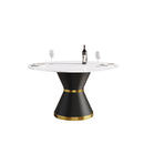 Modern Artificial Stone Round Carbon Steel Base Dining Table, Can Accommodate 6 People by Unique Piece Furniture