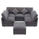 Sectional Sofa Modular U-Shaped With Ottoman & USB Ports