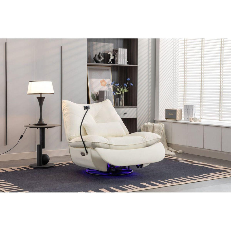 270 Swivel Glider Recliner Chair, Power Recliner Rocking Chair, USB Port Charge for Nursery Chair with Atmosphere Lamp for Living Room Bedroom Apartment