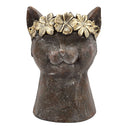 8.5x7.7x12.4" Magnesium Cat Statue Planter with Textured Finish by HouseOfZazla