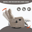 Khaki Heat Massage Manual Recliner Chair with Rocker and Swivel in Fabric for Living Room by HouseOfZazla