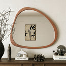 Asymmetrical Wall Mirror Wooden Framed Mirror Large Sized Dressing Mirror, For Living Room, Bedroom, Bathroom, Hallway Or Entry Way - Natural Wood by HouseOfZazla