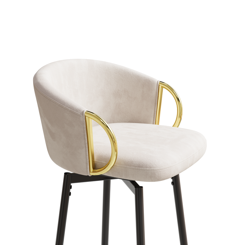 30 inch Dining Chairs Set of 4 Modern style 360°Swivel Bar Chairs with simple design, comfortable high stools, and flexible dining chairs suitable for bars, restaurants,Velvet Bar Chair Beige