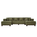 U-Shaped Sectional Sofa With RGB LED Light Strip And 6 Pillows