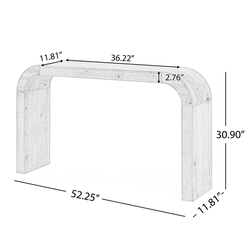 Mirod 52' Wood Console Table with Curved Edge, Natural Texture, Perfect for Entryways and Living Rooms
