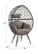 Aeven Patio Lounge Chair, Light Gray Fabric & Black Wicker