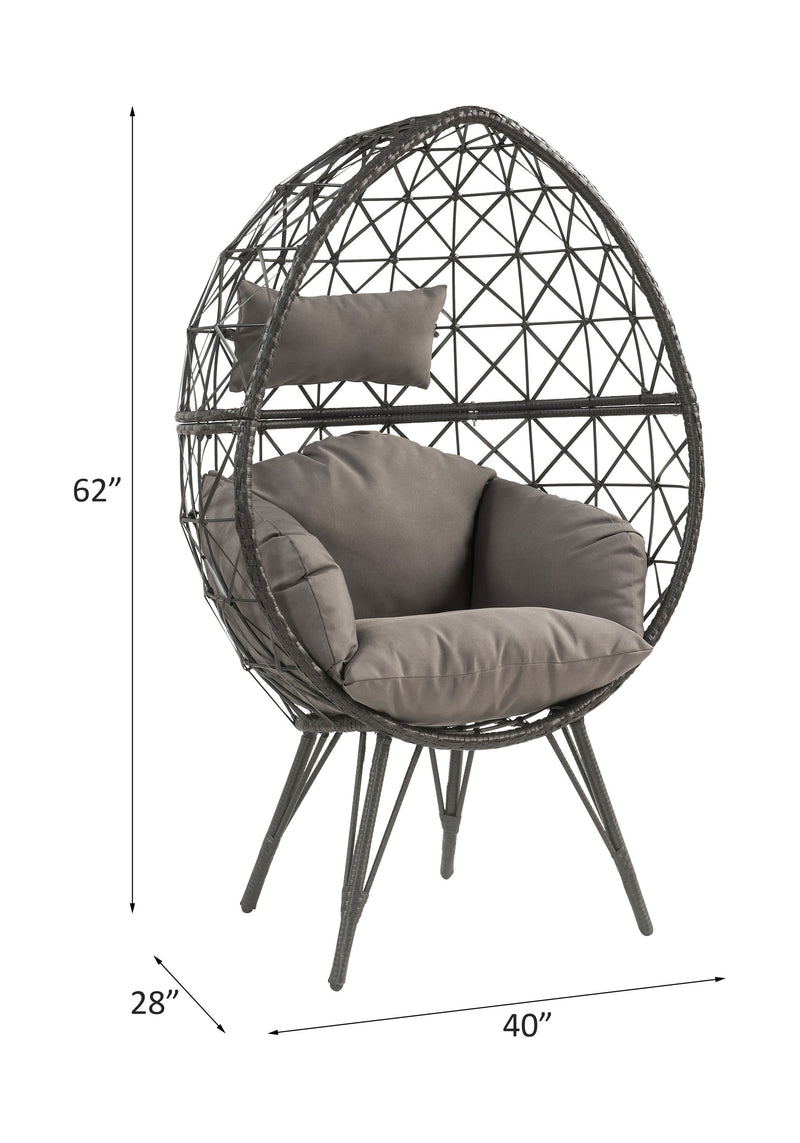Aeven Patio Lounge Chair, Light Gray Fabric & Black Wicker