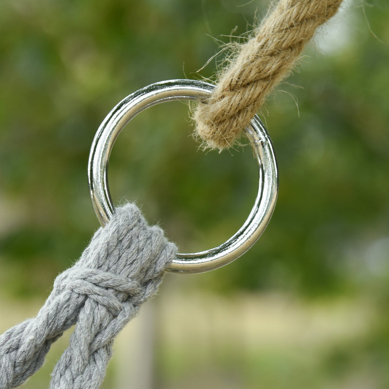 2-Person Hammock Chair Macrame Swing with Soft Cushion, Hanging Cotton Rope Chair for Indoor Outdoor Home Patio Backyard, Grey