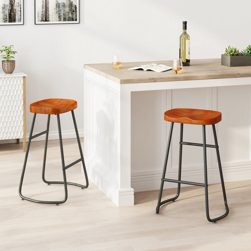 29.52" Stylish and Minimalist Bar Stools, Two-piece Counter Height Bar Stools, for Kitchen Island, Coffee Shop, Bar, Home Balcony, Dark Brown