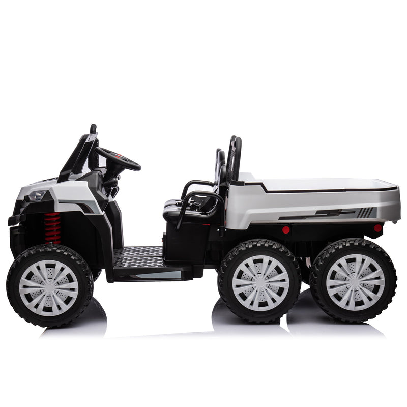 24V 2-Seater UTV-XXL Ride On Truck with Dump Bed for kid,Ride On 4WD UTV with 6 Wheels,Foam Tires, Suitable for Off-Roading,remote control,Three-Point Safety Harness