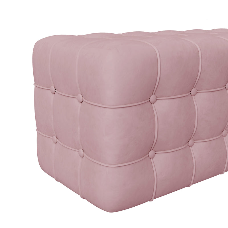 2-Pieces Bedroom Sets Queen Size Upholstered Bed with Rectangular Upholstered Ottoman for Bedroom,Pink