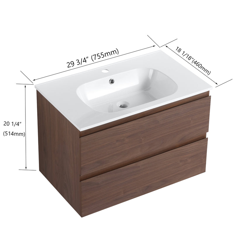 30" Bathroom Vanity With Gel Basin Top (G-BNO)