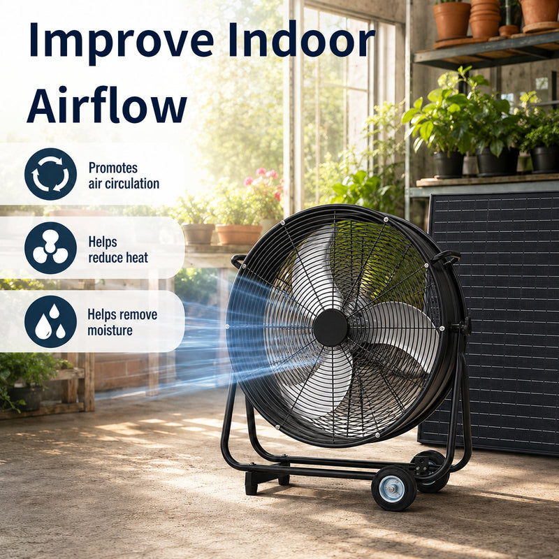 24 Inch Solar Floor-Standing Fan With Adjustable Solar Panel, photo 3 of 9