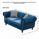 Chesterfield Fabric Sofa With Roll Armrest And Nailhead, Mid Century 2 Seater Couch In by HouseOfZazla