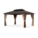 12' x 16' Double-Roof Hardtop Gazebo with Galvanized Steel Roof-Coffee by LJGDeals
