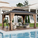 12' x 16' Double-Roof Hardtop Gazebo with Galvanized Steel Roof-Coffee by DirectDeals