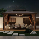 12' x 16' Double-Roof Hardtop Gazebo with Galvanized Steel Roof-Coffee by LJGDeals