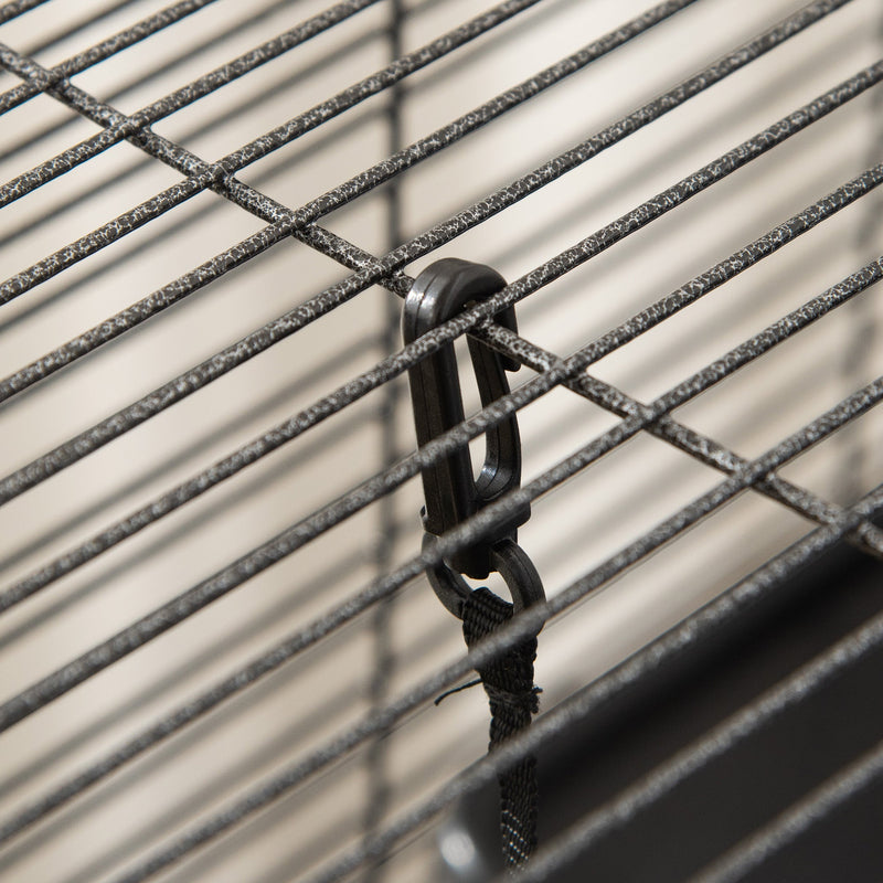 Metal Small Animal Cage Rolling Big Ferret Cage, Chinchilla Cage, Sugar Glider Cage, with Hammock & 4 Tiers, Removable Tray, Gray