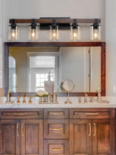 35" Rustic 5-Light Vanity Light, Industrial Bathroom Lighting Fixture