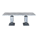 Michelle - Dining Table With Double Pedestal Marble Detailing - Gray by Unique Piece Furniture