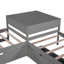 L Shaped Platform Bed With Trundle And Drawers Linked With Built In Desk by HouseOfZazla