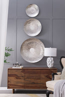 Textured Oversized Disc, Wall Decor For Living Room (Set of 3) - Silver by Unique Piece Furniture