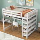 Loft Bed With Storage Shelves And Under Bed Desk by Unique Piece Furniture