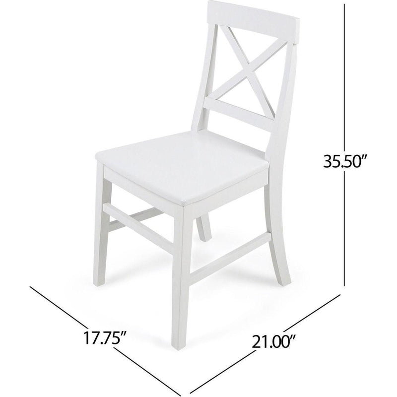 Acacia Wood Dining Chairs, White