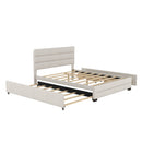 Queen Platform Bed With Twin Trundle And 2 Storage Drawers - Beige by HouseOfZazla