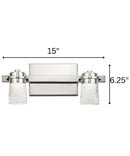 Vada 15"W 2-Light LED Vanity Bath Light, Polished Nickel Finish Clear Bubble Glass Shade by Kichler