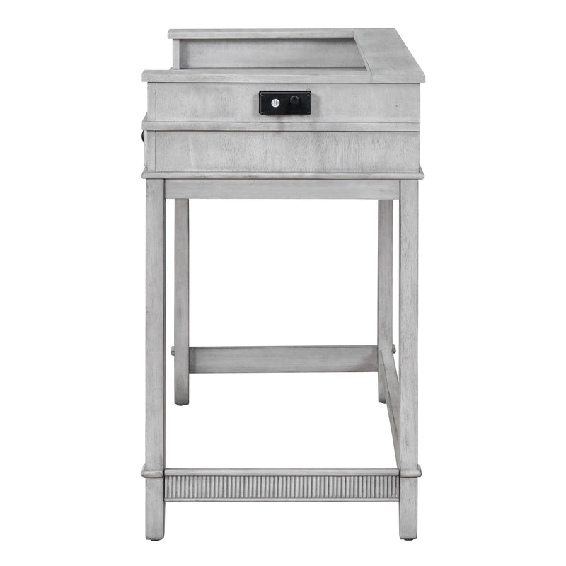 4-piece Dining Bar Table Set with 3 Upholstered Stools, Multifunctional Dining Table with 3 Drawers (Gray)