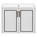 24" Wall Mounted Bathroom Vanity with Ceramic Basin, Two Shutter Doors, Solid Wood & MDF Board, White (One Package)