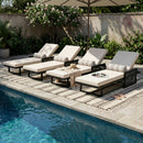 Black Iron Outdoor Chaise Lounge with Cream Cushion