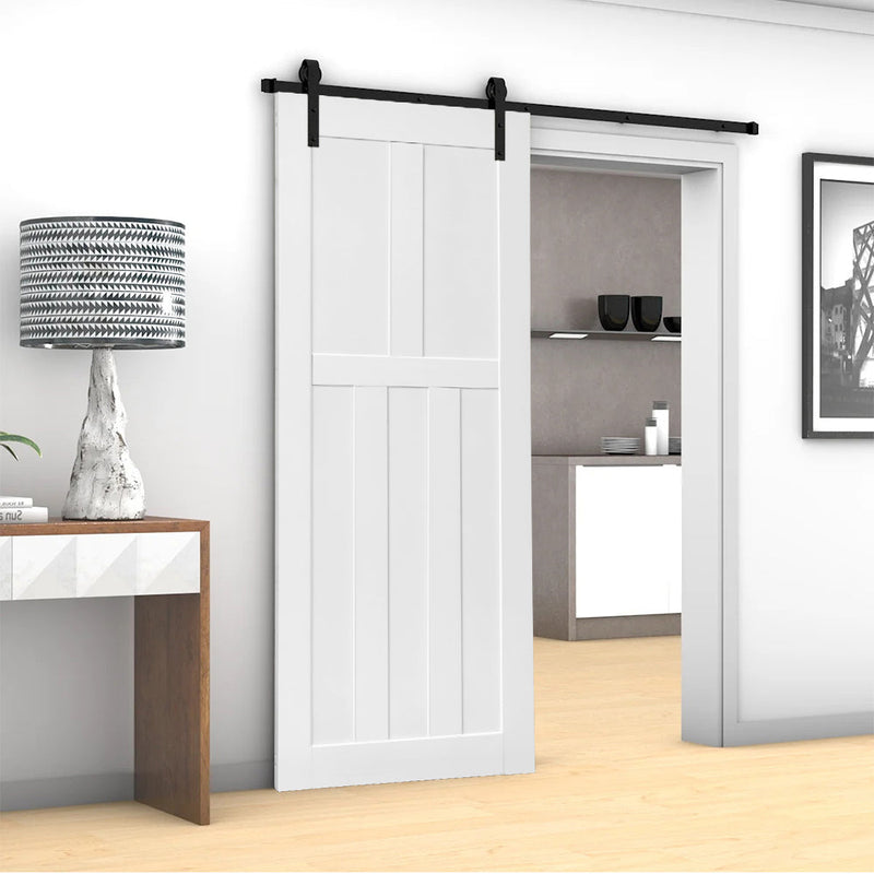 36" x 80" Five Panel Wood Primed Standard Door Slab, DIY Unfinished Solid Wood Paneled Door, Interior Single Door Slab