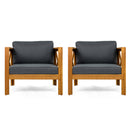 Outdoor Acacia Wood Club Wooden Armchair with Cushions (Set of 4)