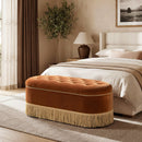 Melinda - Oval Tufted Bullion Fringe Storage Bench by HouseOfZazla