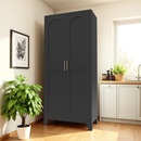 71'' 2 Shapely Doors Cabinet, Metal Storage Cabinet with Doors and Adjustable Shelves, for Bedroom, Living Room, Kitchen (Black)
