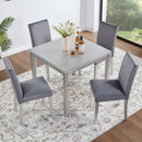 5 Pieces Wooden Dining Table Set, Square Table And 4 Upholstered Chairs by HouseOfZazla