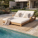 Double Acacia Wood Chaise Lounge Set