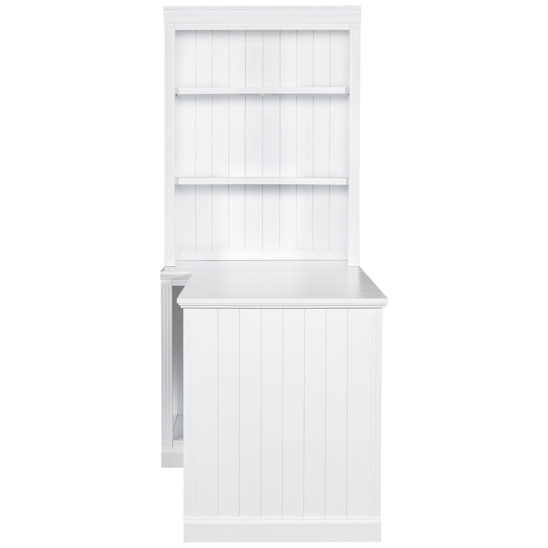 83.4"Tall Bookshelf &Writting Desk Suite,Modern Bookcase Suite with LED Lighting, Drawers,Doors,Study Desk and Open Shelves,2-Piece Set for Living Room,Home Office,Study Room,White