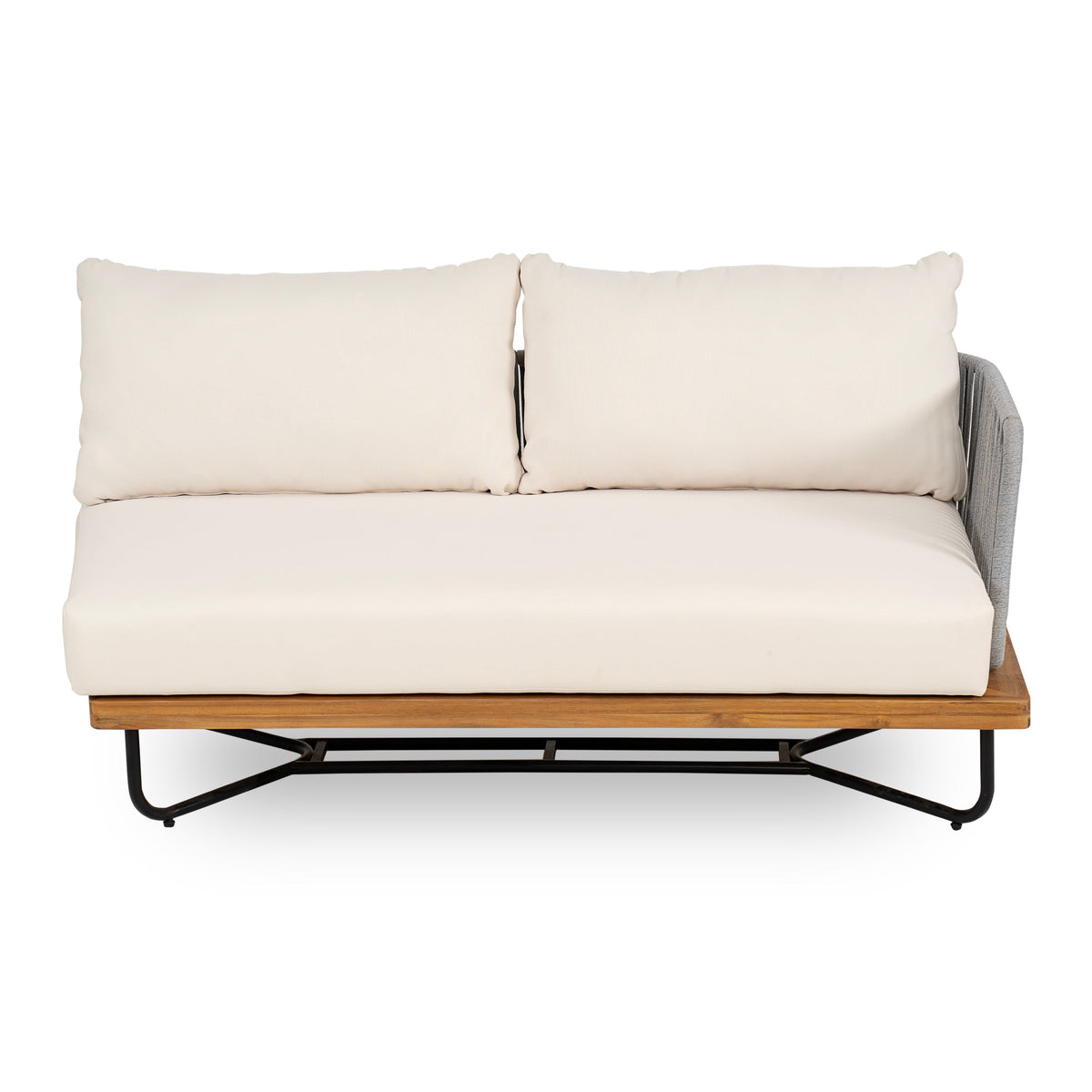 Lucca Outdoor Acacia Wood Rope Woven Sofa Sectional Set, photo 7 of 9